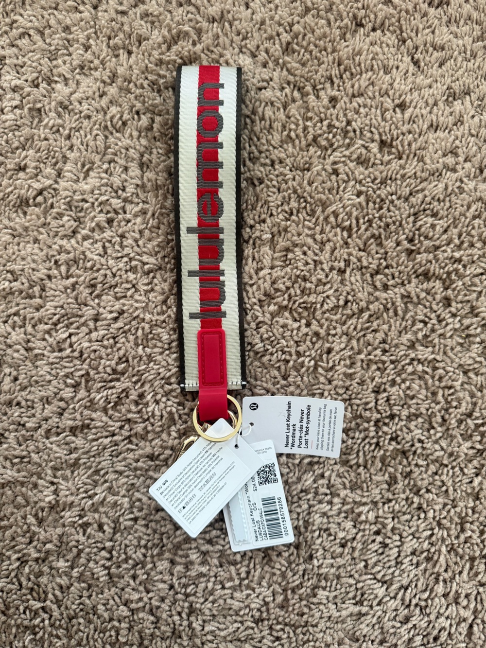 lululemon athletica Red White Black Key Fob Wristlet